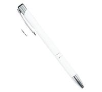 MURVE Lot de 100 stylos à bille à encre noire et bleue pour école, bureau, étudiant, signature pour écrire, papeterie, logo personnalisé (blanc, noir)