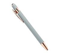 MURVE Lot de 20 à 200 stylos à bille en métal pour écran tactile, stylo publicitaire pour bureau, école, logo personnalisé, gravure au laser (nouveau gris (rose), 100 stylos)