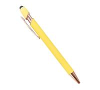 MURVE Lot de 20 à 200 stylos à bille en métal pour écran tactile, stylo publicitaire pour bureau, école, logo personnalisé, gravure au laser (jaune (rose), 50 stylos)