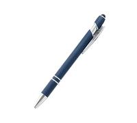 MURVE Lot de 20 stylos à bille en métal pour écran tactile - Pour bureau, école, publicité - Logo personnalisé - Gravure laser (bleu foncé, 20 stylos)