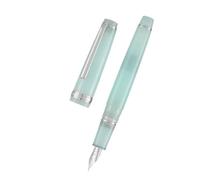 MURVE Stylo plume bleu glacier transparent de luxe avec clip doré/argenté de 12,4 mm pour une écriture fluide EF/F/M (clip bleu glacier argenté, F)