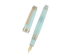 MURVE Stylo-plume bleu glacier transparent de luxe avec clip doré/argenté de 12,4 mm pour une écriture fluide EF/F/M (clip bleu glacier doré, EF)