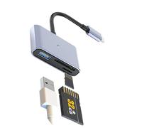 MURYE 3 interfaces USB Type C Convertisseurs de Carte Mémoire Lecteur de Carte Mémoire Plug Play Texture PVC Convient pour Smartphones Ordinateur Portable Adaptateur de Carte Double Slot