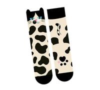 MURYE Chaussettes amusantes en coton pour femme et fille Motif chats, Miaou de vache, taille unique