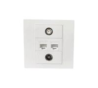 MURYE Compatibilité TV multimédia RJ45 CAT6 / CAT5E Connecteurs F Plaque murale Pas de soudure TV Façade de type F Câble coaxial Sans soudure