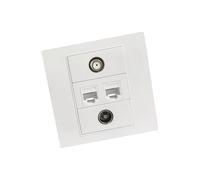 MURYE Compatibilité TV multimédia RJ45 CAT6 / CAT5E Connecteurs F Plaque murale Pas de soudure TV Façade de type F Câble coaxial Sans soudure