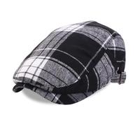 MURYE Élégant béret en coton à carreaux respirant léger pour un usage quotidien et les activités de plein air pour homme/femme, Noir , Taille unique