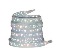 MURYE Lacets plats réfléchissants pour chaussures de rechange avec motif cœur coloré et brillant, vert menthe, 120