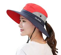 Muryobao Chapeau de soleil pour femme - Protection UV - Pliable - En maille - Large bord - Pour la plage et la pêche, bleu marine, Taille unique