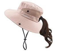 Muryobao Chapeau de soleil pour femme - Protection UV - Pliable - En maille - Large bord - Pour la plage et la pêche, Rose pur., Taille unique