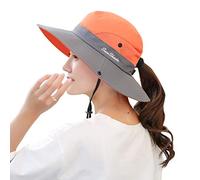 Muryobao Chapeau d'été en maille pour femme avec trou pour queue de cheval - orange - Taille unique