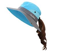 Muryobao Femme été Soleil protection UV Chapeau pliable Large Bord Boonie Chapeaux pour Beach Safari Pêche, Femme, bleu ciel, Fit Head Circumference Size: 21"-23"