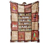 musaecoin Cadeau pour les amateurs de livres : couverture de lecture multicolore patchwork, 50 x 60 in, flanelle en microfibre, unisexe pour toutes les saisons