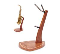 Musbeat Support de saxophone en bois avec base lourde fabriquée à la main, pied cadeau pour saxophone avec 2 empiècements en silicone souple pour sax ténor alto, porte de sol en bois