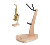 Musbeat Support de saxophone en bois avec base lourde fabriquée à la main, pied cadeau pour saxophone avec 2 empiècements en silicone souple pour saxophone ténor alto, porte de sol en bois