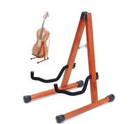 Musbeat Support de violoncelle en forme de A avec mousse rembourrée, support de violoncelle en bois fabriqué à la main avec trou pour archet pour violoncelle, support en bois d'acajou pour violoncelle