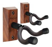 Musbeat Support mural Guitare, Support Guitare mural, Accroche Guitare mural, Crochet de Guitare pour Guitare Acoustique, Electrique, Support mural pour Guitare en bois dur de noyer noir, lot de 2