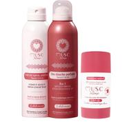 MUSC INTIME La Marque Officielle - Déodorant Anti transpirant + Lait en spray parfumé + Déodorant douche parfumé - La Routine Fraîcheur - Sweet Litchi - La Délicieuse - Nettoie et Protège