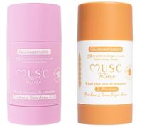 MUSC INTIME La Marque Officielle - Lot de 2 - Déodorants Anti transpirants - Duo Découverte - Musc Blanc & Amber Flower - L'Irrésistible & La Précieuse - Protège et Parfume - 2x 50g