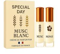 Musc Tahara Blanc 3ml parfum original - Crème de Parfum Femme Non Diluée | Parfum Pheromone Naturel | Déodorant Intime Longue Tenue-2x3ml2x (Monoï,Musc)
