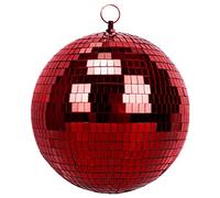 Muscab Boule à miroir pour discothèque, DJ, club, fête, mariage, décoration d'intérieur, boule disco de 20,3 cm avec anneau de suspension, rouge