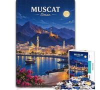 Muscat, Oman Nightscape Illustration Puzzle 1000pcs (52x38cm) Adulte | Pour les vacances de Noël : ce puzzle adulte 1000 pièces offre une activité calme entre deux moments festifs.