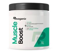 Muscle Boost | Pre-Workout avec Créatine, Caféine, Bêta-Alanine, Tyrosine & Taurine | Booster de Performances Musculaires | Energie & Congestion Musculaire | Pot de 250g | Saveur Citron | Revogenix