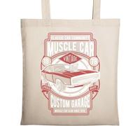 Muscle Car Vintage Poster Naturel Ecologique Coton Tote Bag Beige