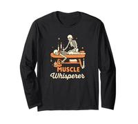 Muscle Whisperer Funny Massage Therapist Skeleton Graphic Manche Longue