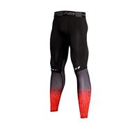 Musclealive Hommes Gym La Musculation Compression Legging Collants Faire des Exercices Aptitude Un Pantalon Couche de Base Frais et Sec,Noir Rouge,US-M/Asian-XL(Hauteur:170-180,Poids:68kg-78kg)