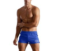 Musclealive Hommes Gym La musculation Faire des exercices Men Short Coton,Style A Blue, 3 Inseam Thin Fabric Without Pockets,XL-(taille 35Pouce-41Pouce)
