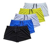 Musclealive Hommes Gym La Musculation Faire des Exercices Men Short Coton,Style A Noir + bleu + gris + blanc + jaune, sans poches,M-(taille 30Pouce-34Pouce)