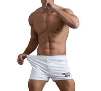 Musclealive Hommes Gym La Musculation Faire des Exercices Men Short Coton,Style A White, 3 Inseam Thin Fabric Without Pockets,L-(taille 34Pouce-37Pouce)