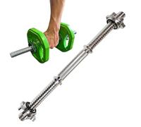 MuscleForge® Barre d'haltères courte, longueur 45 cm, 25 mm, chromée, avec fermoirs en étoile pour musculation