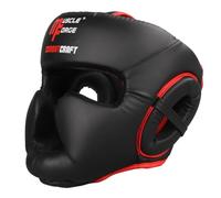 MuscleForge Casque de Boxe Taille M - Protection intégrale pour entraînement et Sparring, MMA, Muay Thai & Kick Boxing - Mousse EVA 4 Couches, Cuir PU Premium, Vision 180°, Sangle réglable, Respirant