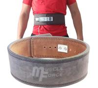 MuscleForge® Ceinture de Dynamophilie en cuir avec Boucle À Levier en acier, Ceinture d'haltérophilie pour le fitness, la musculation, 12 mm d'épaisseur, 10 cm de large - L (85-105 cm)