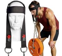 MuscleForge Harnais Cou Musculation 240 kg - Harnais Tête Néoprène Réglable avec Chaîne Acier - Neck Training pour Boxe MMA Lutte - Sangle Scratch Confort - Renforcement Cervical Professionnel