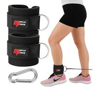MuscleForge Sangle Cheville Musculation Poulie - Sangle de Cheville Musculation avec Double Anneau D - Sangle Cheville Poulie Rembourrée pour Kick Back - Accessoires Fitness Femme, 2 Pièces