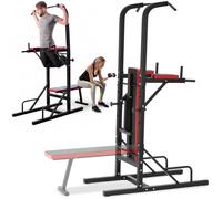 Musculation - TECTAKE - Station de musculation REEVES en acier avec banc pliable, barre de traction et station de dips - Noir