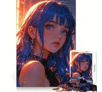 Muse aux Cheveux Bleus radieux dans Une Lueur éthérée Puzzle de 1000 pièces pour Adolescents Jeu Intelligent d'intérieur Découpe précise Cadeau Exquis (38x52cm)