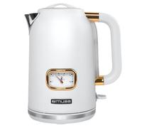 MUSE Bouilloire rétro en acier inoxydable avec affichage analogique de la température, avec filtre gradué transparent, capacité 1,7 l, arrêt automatique, blanc mat (MS-030 W)