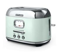 Muse Grille-pain rétro, 2 tranches, 6 niveaux de brunissage, affichage analogique, boutons lumineux, tiroir ramasse-miettes, vert pastel