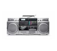 Muse M-380 GBS Boombox portable stéréo CD cassette Bluetooth USB Micro SD Argent