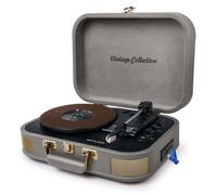 Muse MT-201 BTG Platine Vinyle Valise Bluetooth 33/45/78 Tours Enceintes Intégrées 2x5W Grise USB 32Go