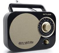 Muse Nostalgie Radio rétro avec tuner FM et AM Antenne télescopique Portable sur secteur ou sur piles Entrée AUX noir