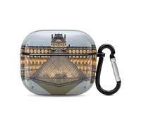 Musée du Louvre à Paris - Coque intégrale pour écouteurs Bluetooth - Protection intégrale contre les chocs - Coque rigide - Prend en charge le chargement sans fil avec porte-clés - Cadeau personnalisé
