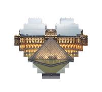 Musée du Louvre à Paris - Puzzle en forme de cœur - Puzzle photo personnalisé pour adultes - Micro blocs de construction 3D pour décoration d'intérieur