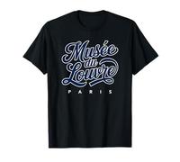Musée du Louvre Paris Script Marine Contour Blanc T-Shirt