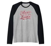 Musée du Louvre Paris Script Rouge avec imprimé Blanc Vieilli Manche Raglan