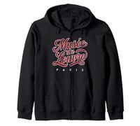 Musée du Louvre Paris Script Rouge avec imprimé Blanc Vieilli Sweat à Capuche